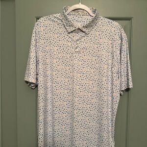 Peter Millar Cream and Blue Patterned Shirt